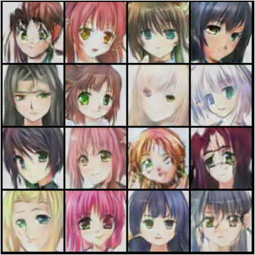 sample of DCGAN generated anime images after 30 epochs of training